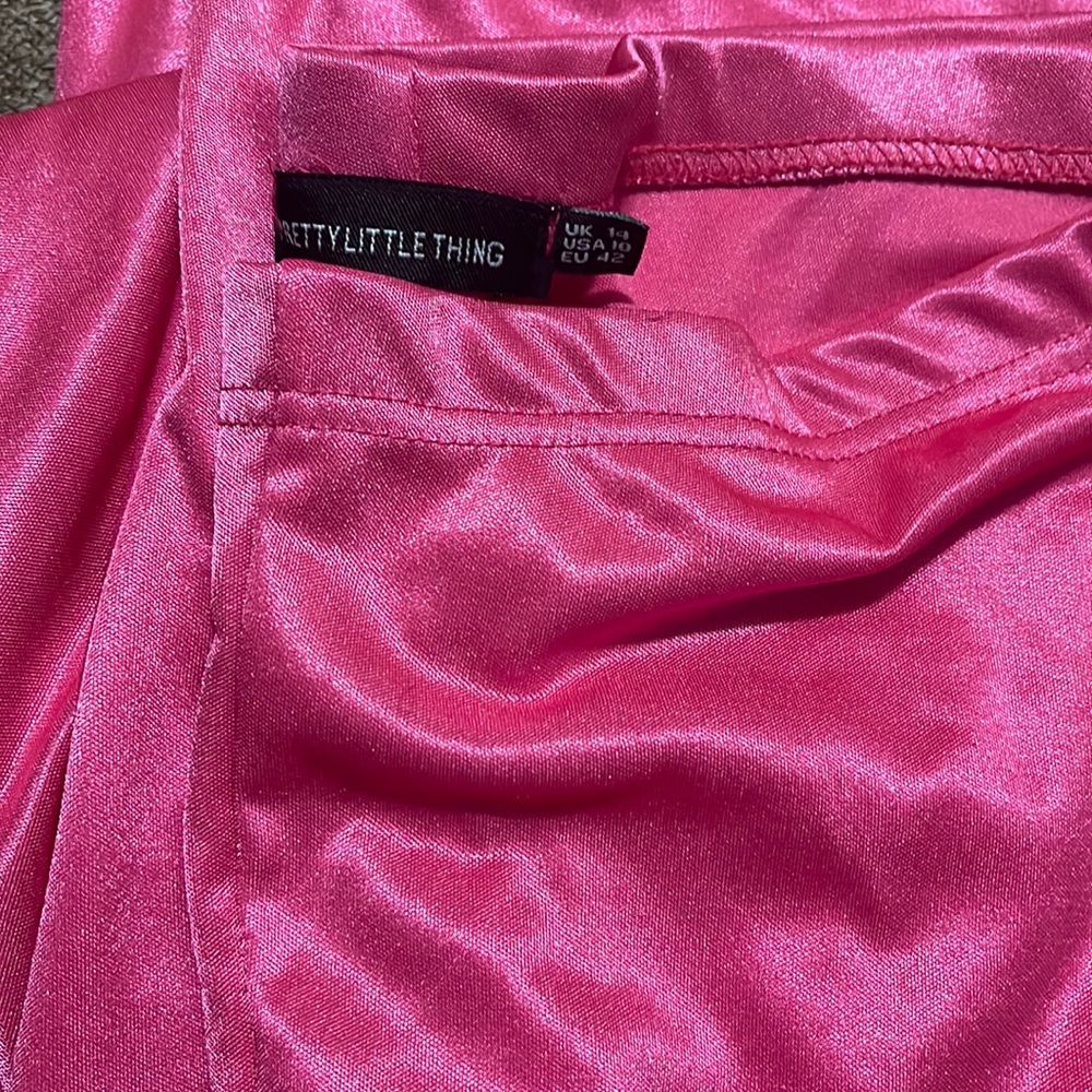 Hot Pink Slinky Deep V NecK Bodysuit w/ Matching Leggings